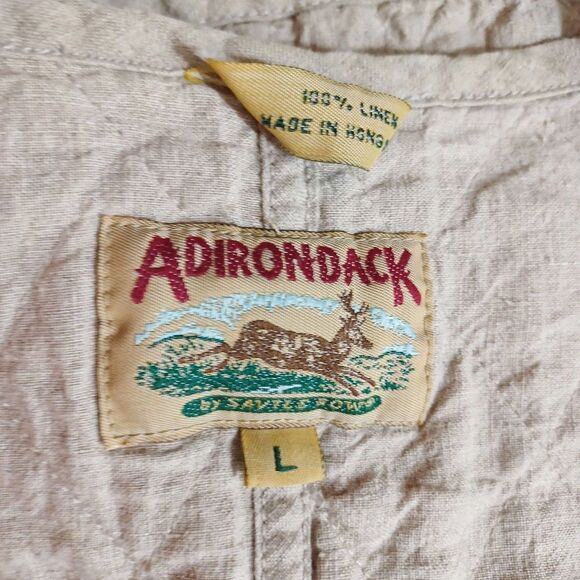 Vtg Adirondack L Quilted Linen Vest Tan Neutral Outdoorsy Fall Cottagecore Layer - Picture 8 of 8